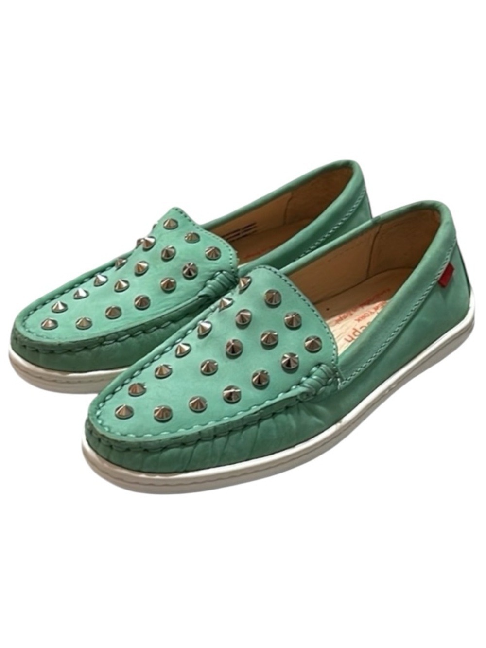 Marc Joseph NY Leather Studded Moccasins Girl’s Size 11.5 Turquoise Nubuck